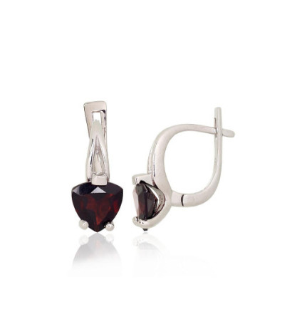 Silver earrings 2204052(PRh-Gr)_GR, Silver 925°, Rhodium (Plating), Garnet