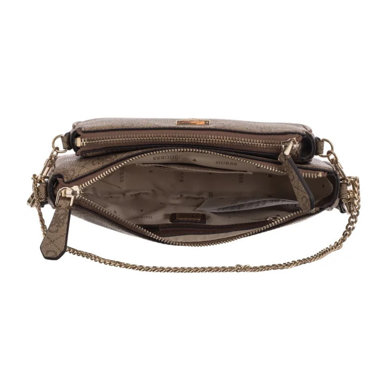 Guess Noelle II Dbl Pouch Crossbody HWBG96 72710 Latte Logo/Brown (GU758-b) handbag