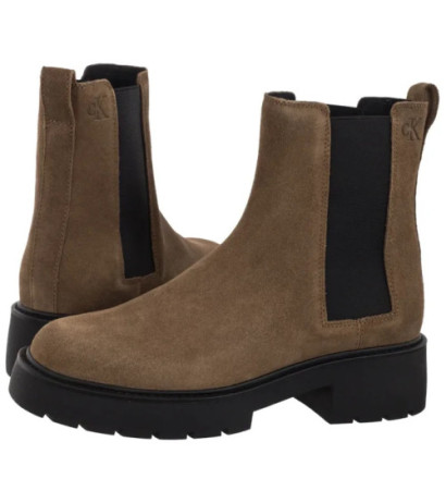 Calvin Klein Chunky Chelsea Boot Suede Classic Taupe YW0YW02071 ADH (CK691-a) shoes