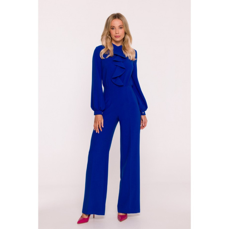 S420 Kombinezon z żabotem - chabrowy