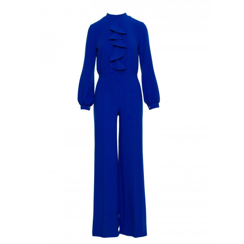 S420 Kombinezon z żabotem - chabrowy