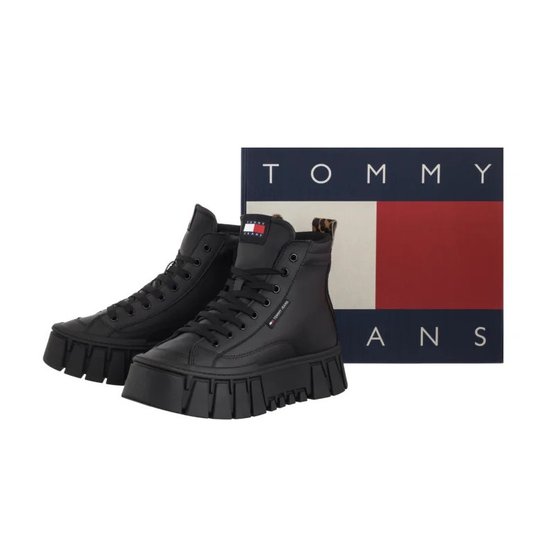 Tommy Hilfiger Tjw Vulc Flatform Leopard Black EN0EN02858 BDS (TH1402-b) shoes