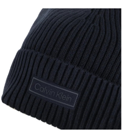 Calvin Klein Patch Chunky Rib Cotton Beanie Dark Sapphire LV04D8053G CEF (CK694-a) cap