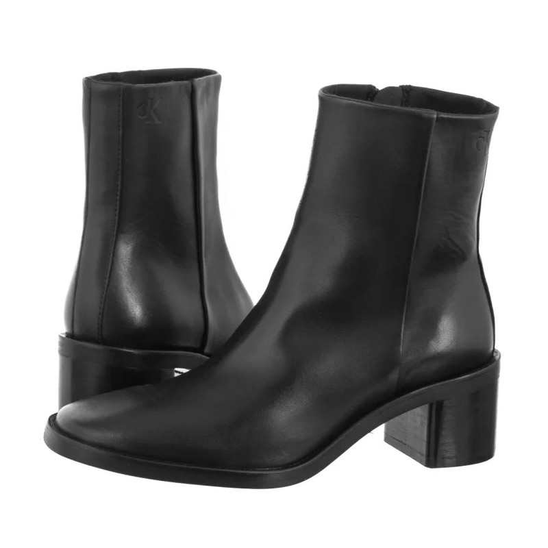 Calvin Klein Block Heel Zip Boot Lth Ck Black HW0HW02593 BEH (CK699-a) shoes