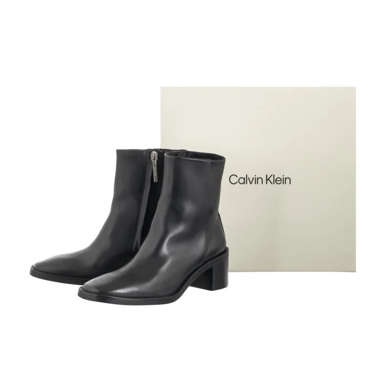 Calvin Klein Block Heel Zip Boot Lth Ck Black HW0HW02593 BEH (CK699-a) shoes