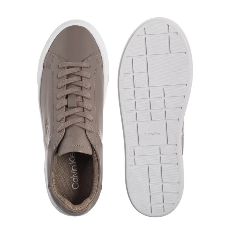 Calvin Klein Flatform Lace Up Lth Mg Desert Taupe/Bright White YW0YW01928 PBO (CK710-b) shoes