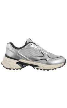 Calvin Klein Hike Runner Laceup Mesh Mix Met Silver/Black/Marshmallow YM0YM01402 0IX (CK708-a) sports shoes