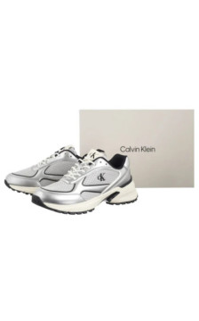 Calvin Klein Hike Runner Laceup Mesh Mix Met Silver/Black/Marshmallow YM0YM01402 0IX (CK708-a) sports shoes