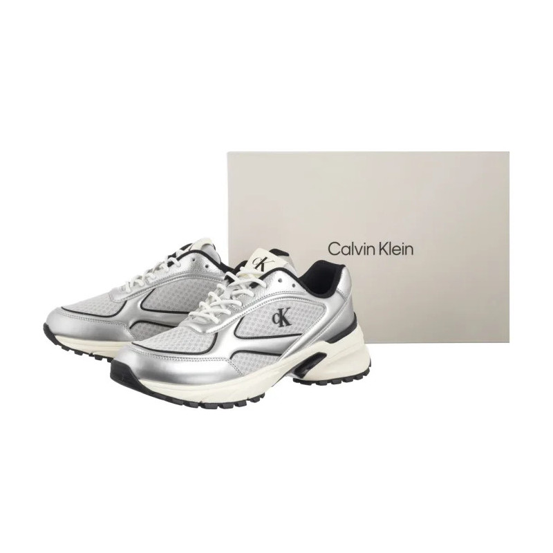 Calvin Klein Hike Runner Laceup Mesh Mix Met Silver/Black/Marshmallow YM0YM01402 0IX (CK708-a) sports shoes