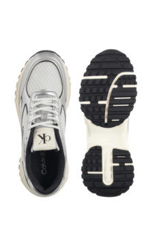 Calvin Klein Hike Runner Lace Up Mesh Mix Met Silver/Black/Bright White YW0YW02063 0IX (CK709-a) sports Shoes