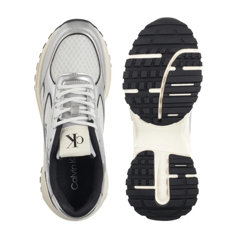 Calvin Klein Hike Runner Lace Up Mesh Mix Met Silver/Black/Bright White YW0YW02063 0IX (CK709-a) sports Shoes