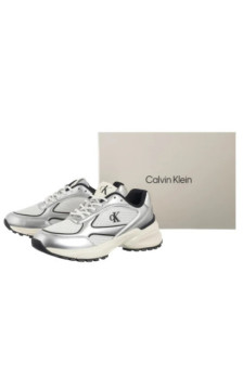 Calvin Klein Hike Runner Lace Up Mesh Mix Met Silver/Black/Bright White YW0YW02063 0IX (CK709-a) sports Shoes
