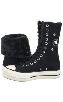 Converse CTAS Fold Over Lift X-Hi Black/Black/Egret A15229C (CO819-a) boots