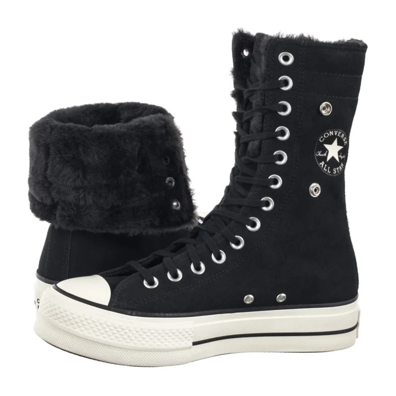 Converse CTAS Fold Over Lift X-Hi Black/Black/Egret A15229C (CO819-a) boots