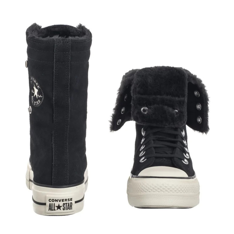 Converse CTAS Fold Over Lift X-Hi Black/Black/Egret A15229C (CO819-a) boots