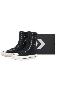Converse CTAS Fold Over Lift X-Hi Black/Black/Egret A15229C (CO819-a) boots