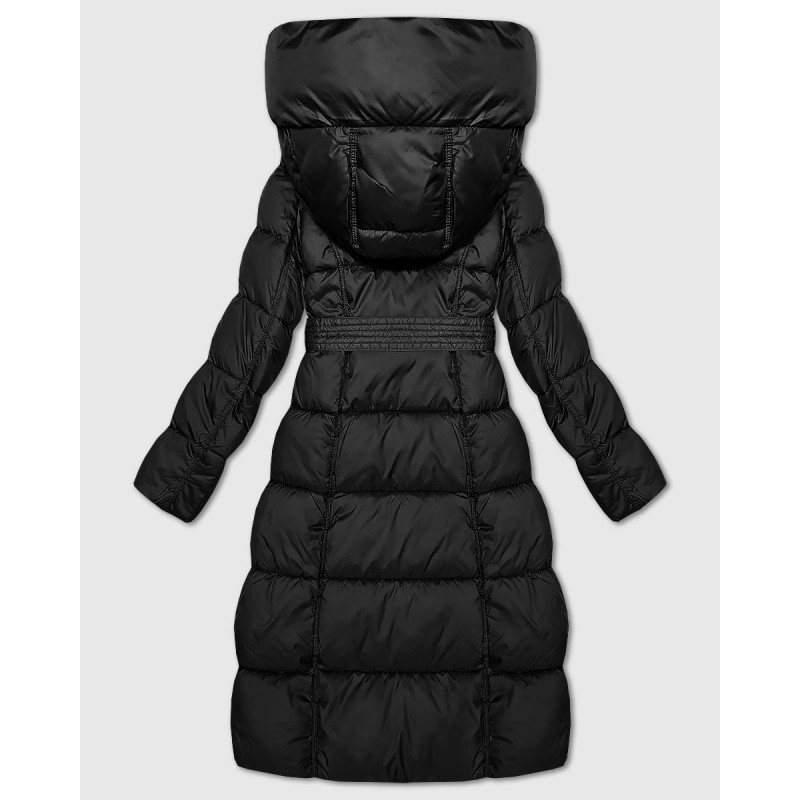 LONG JACKET WITH HOOD BLACK (PM7231) striukė