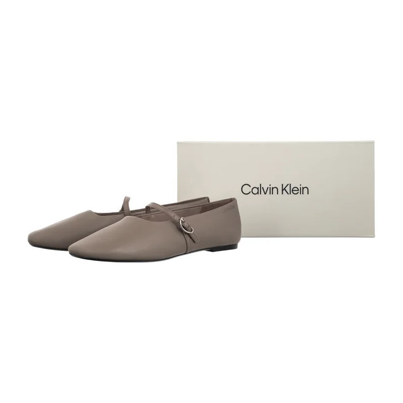 Calvin Klein Oblique Ballerina Mj Lth Hdw Desert Taupe HW0HW02847 PBO (CK718-a) ballerinas