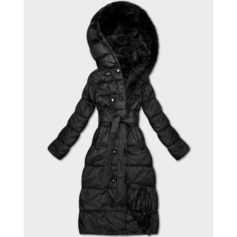 LONG JACKET WITH HOOD BLACK (PM7231) striukė
