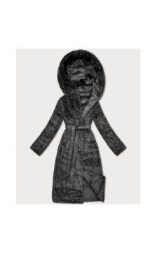 LONG JACKET WITH HOOD BLACK (PM7231) striukė