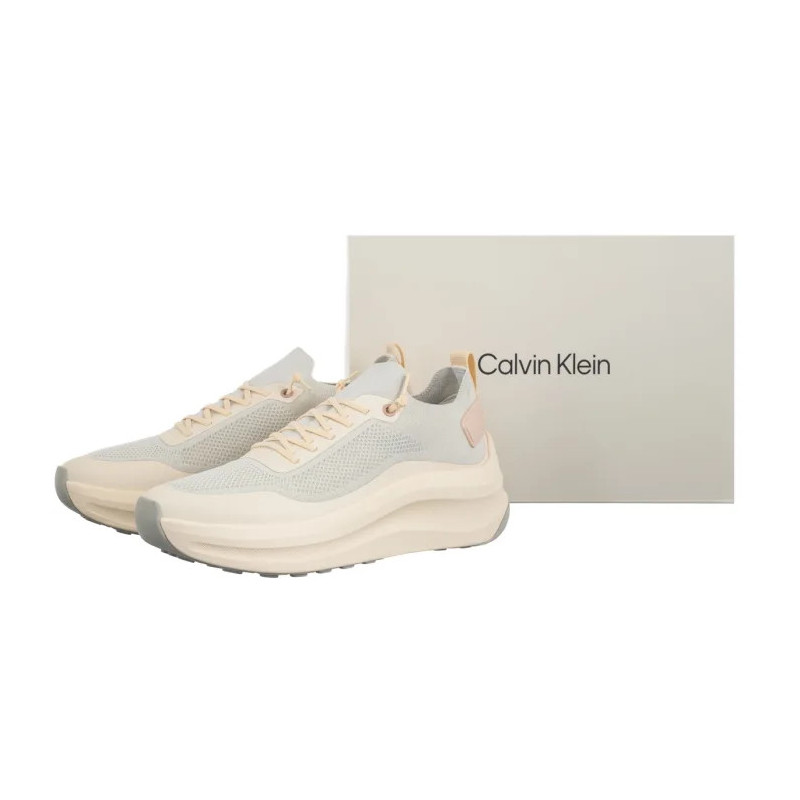 Calvin Klein Chunky Runner Lace Up Sock Knit Vaporous White/Light Cashew YW0YW02033 PF6 (CK725-a) shoes