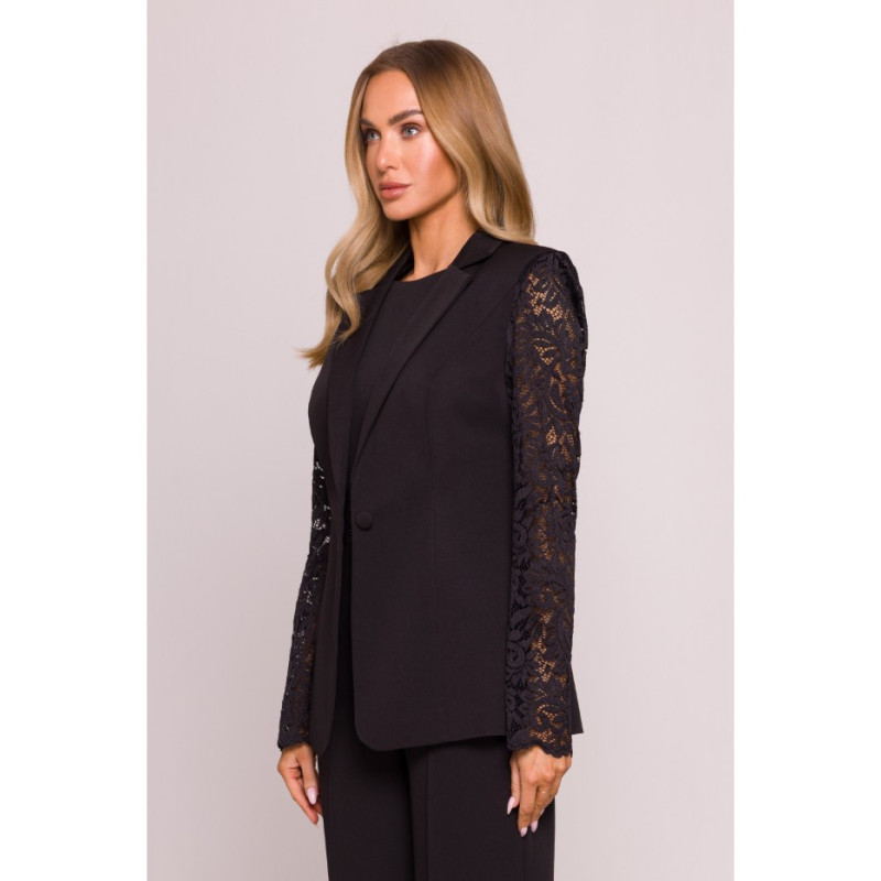 M865 Marynarka z koronkowymi rękawami - czarna