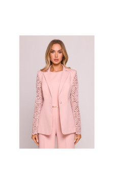 M865 Marynarka z koronkowymi rękawami - pudrowa