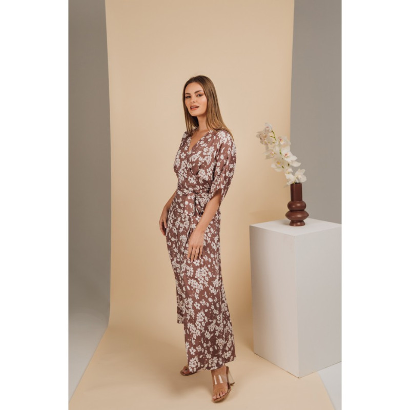 S405 Sukienka kopertowa maksi we wzór - model 2