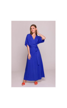 S406 Wiskozowa sukienka maksi - niebieska