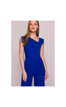 S407 Kombinezon z asymetrycznym dekoltem - chabrowy