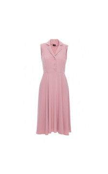 S409 Sukienka z rozpinanym dekoltem - pudrowa