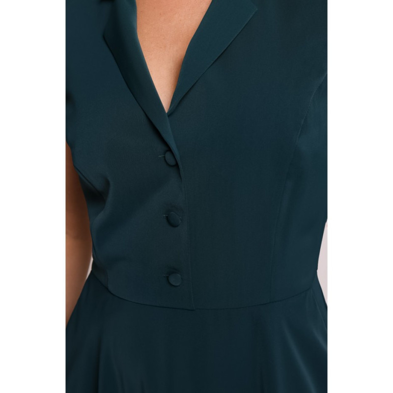 S409 Sukienka z rozpinanym dekoltem - zielona