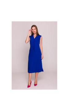 S410 Sukienka z wiązaniem w dekolcie - chabrowa