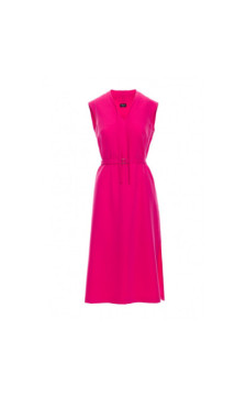 S410 Sukienka z wiązaniem w dekolcie - różowa