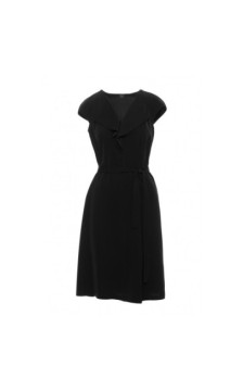 S411 Sukienka z żabotem - czarna
