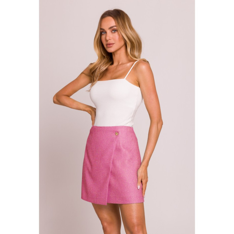 M854 Mini spódniczka na zakładkę - fuksja