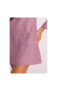 M870 Sukienka tweedowa z kieszonkami - marsala