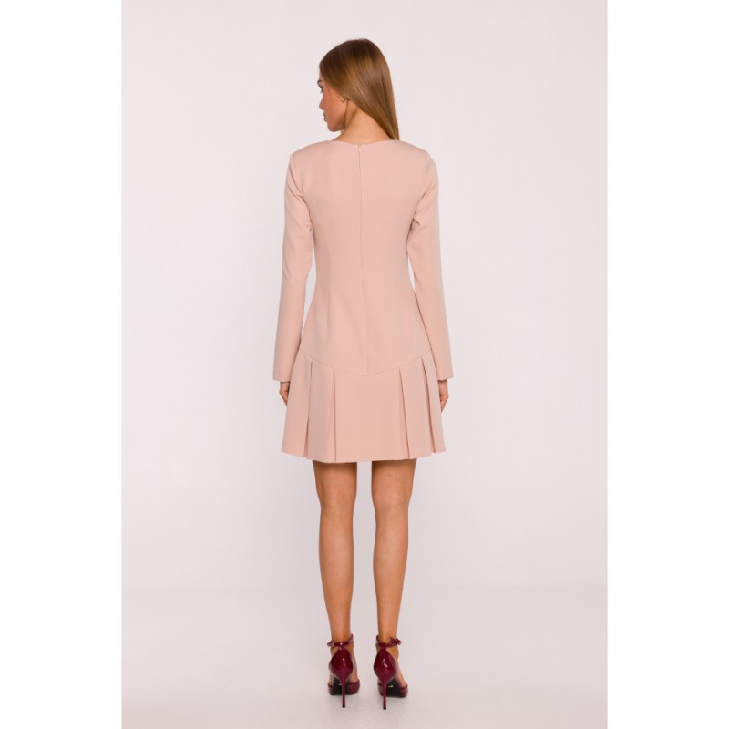 M872 Sukienka z kontrafałdami - beżowa