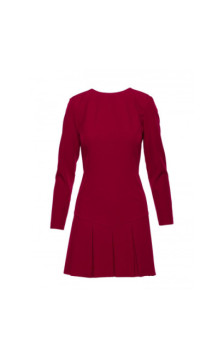 M872 Sukienka z kontrafałdami - bordowa