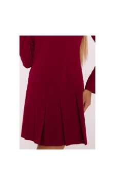M872 Sukienka z kontrafałdami - bordowa