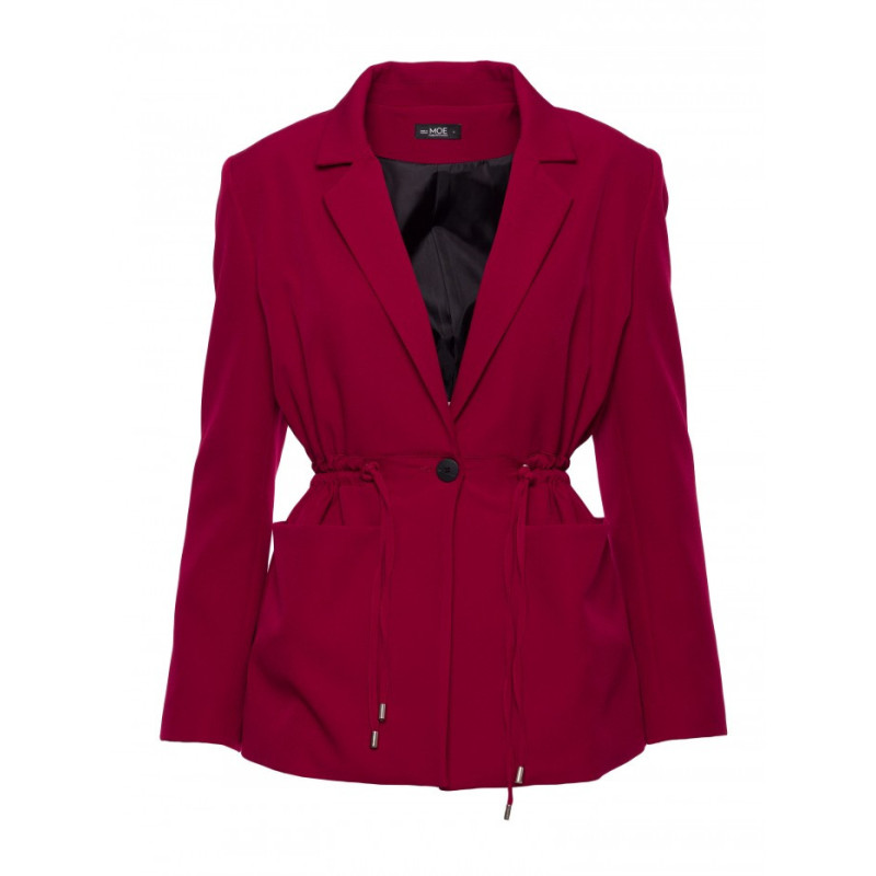 M873 Marynarka marszczona w talii - bordowa