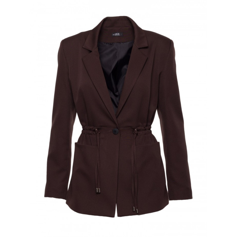 M873 Marynarka marszczona w talii - brązowa