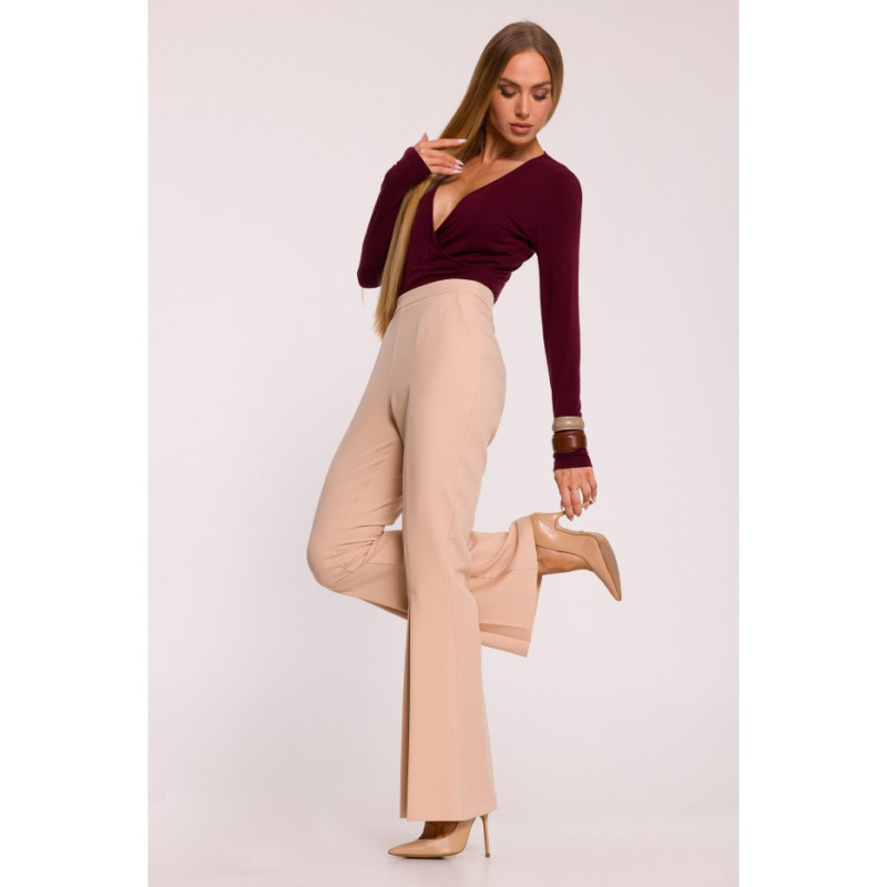 M874 Spodnie dzwony - beżowe