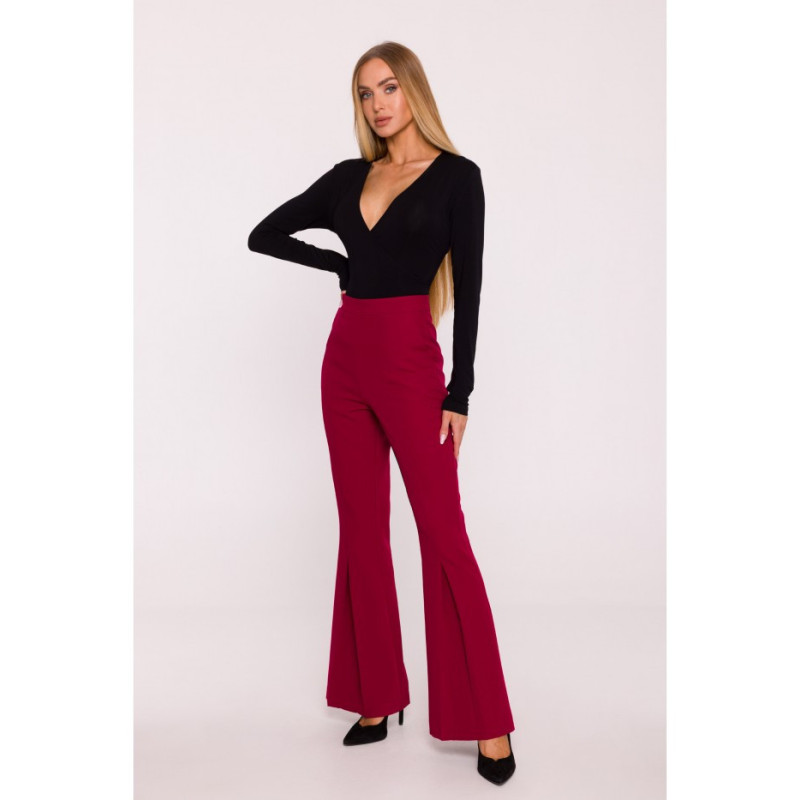 M874 Spodnie dzwony - bordowe
