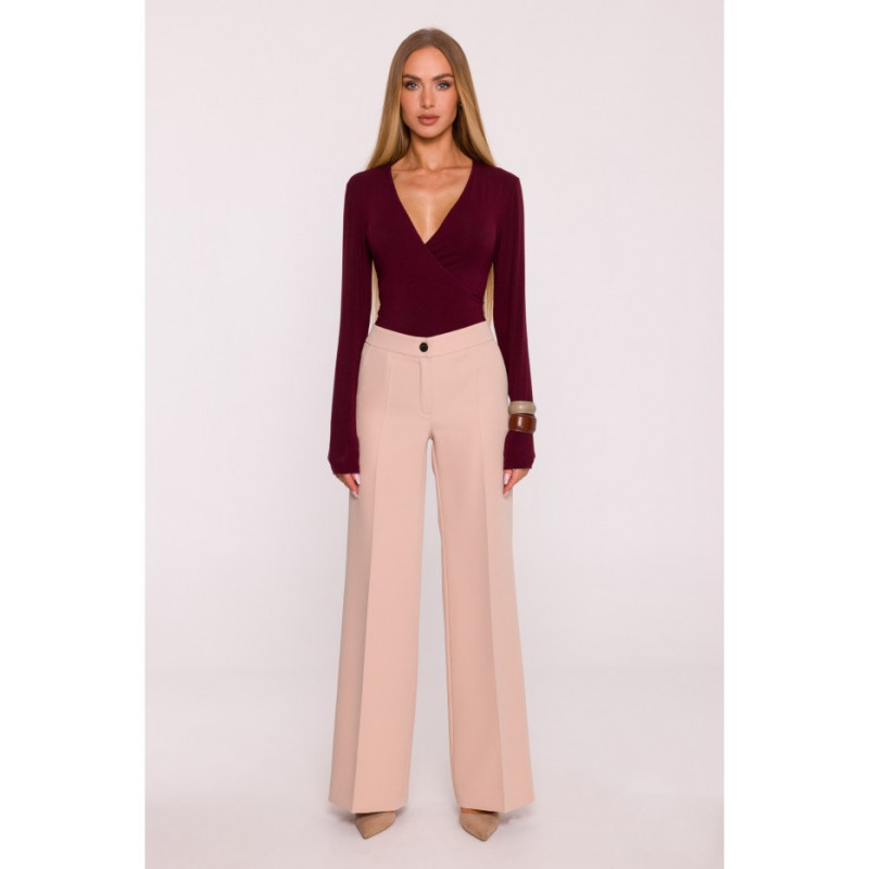 M875 Spodnie z szerokimi nogawkami - beżowe