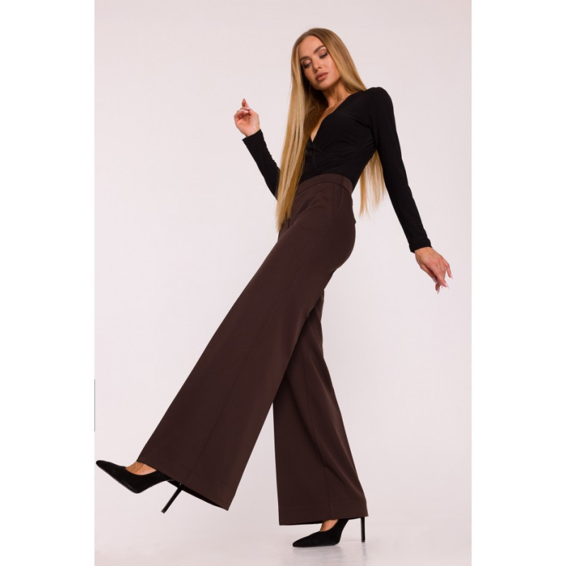 M875 Spodnie z szerokimi nogawkami - brązowe