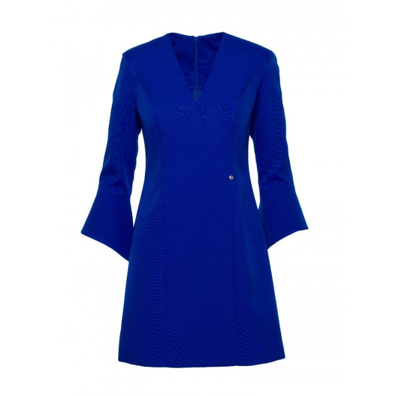 M876 Sukienka z szerokimi mankietami - chabrowa