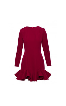 M880 Sukienka z falbankami - bordowa