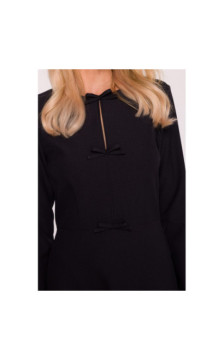 S413 Sukienka z kokardkami - czarna