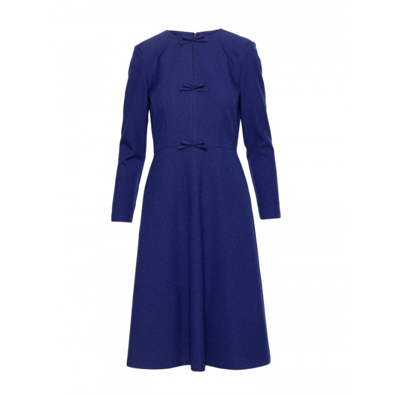 S413 Sukienka z kokardkami - niebieska